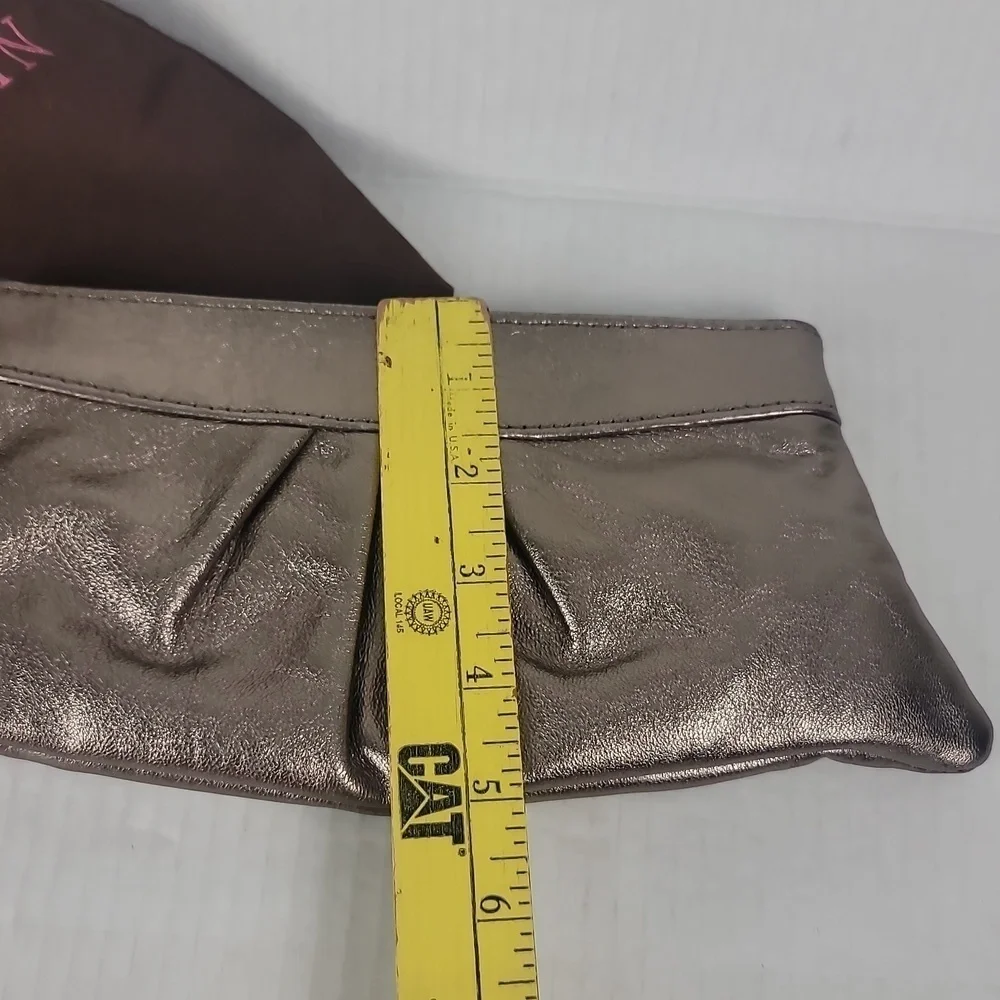 Lauren Merkin Bronze Leather Evening Clutch Wallet Bag